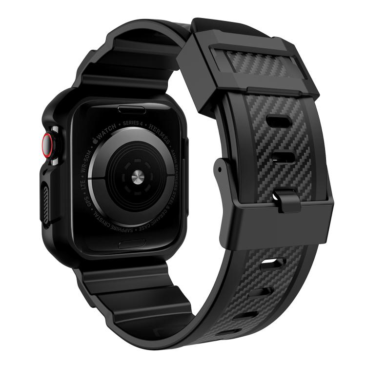 VIETAO Carbon Fiber Silicone Strap, For Apple Watch 46mm / 45mm / 44mm / 42mm, For Apple Watch 42mm / 41mm / 40mm / 38mm