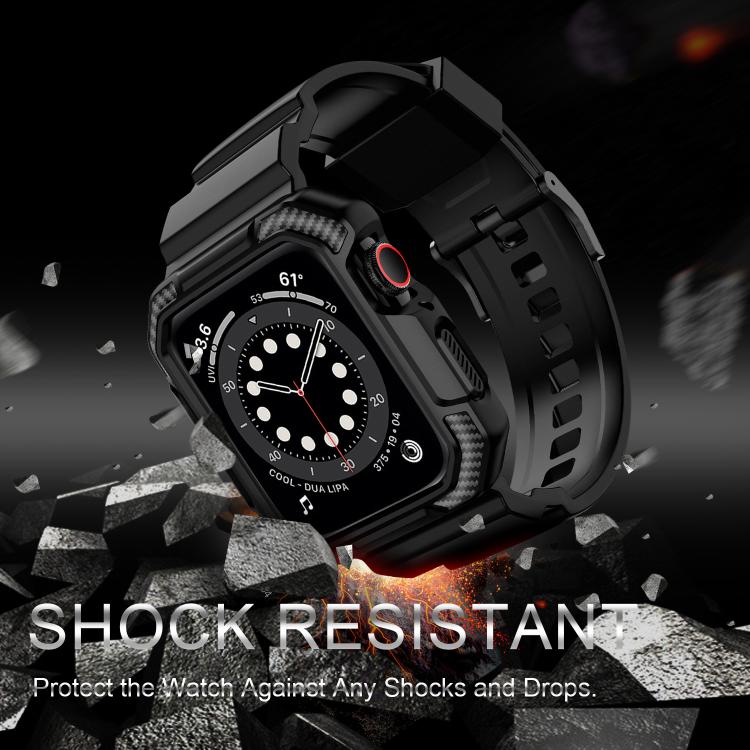 VIETAO Carbon Fiber Silicone Strap, For Apple Watch 46mm / 45mm / 44mm / 42mm, For Apple Watch 42mm / 41mm / 40mm / 38mm