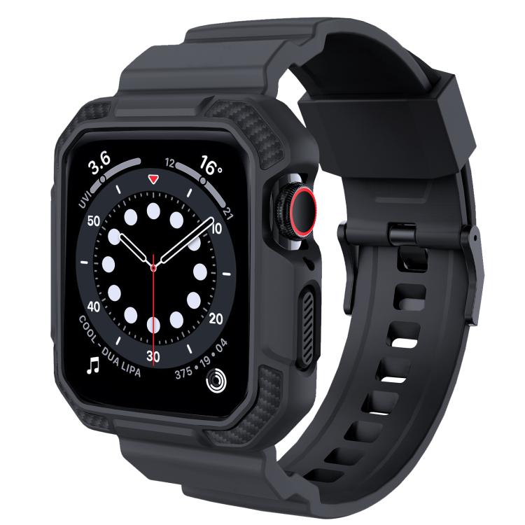 VIETAO Carbon Fiber Silicone Strap, For Apple Watch 46mm / 45mm / 44mm / 42mm, For Apple Watch 42mm / 41mm / 40mm / 38mm