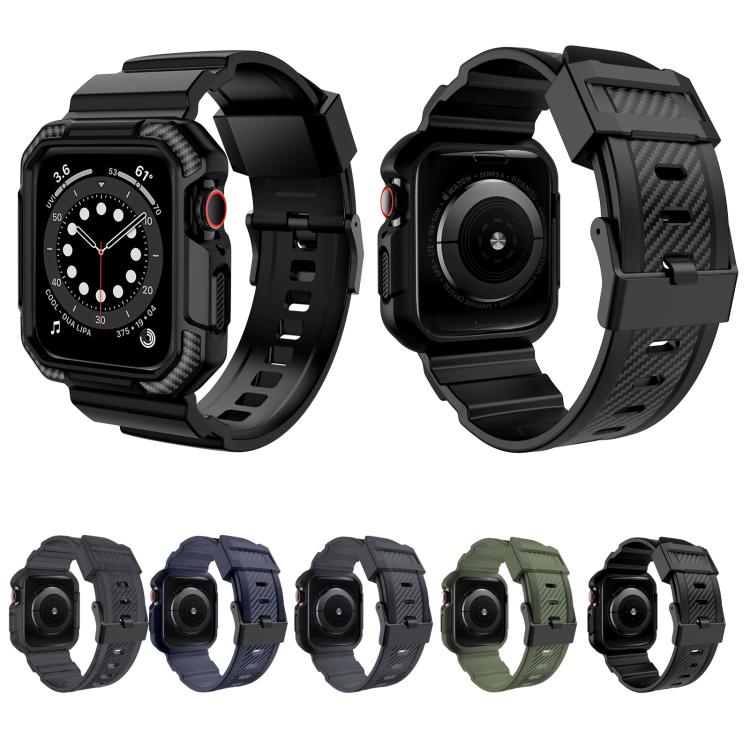 VIETAO Carbon Fiber Silicone Strap, For Apple Watch 46mm / 45mm / 44mm / 42mm, For Apple Watch 42mm / 41mm / 40mm / 38mm