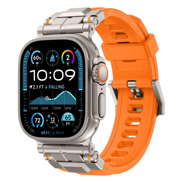 Alloy Connector Silicone Watch Strap, For Apple Watch 46mm / 49mm / 45mm / 44mm