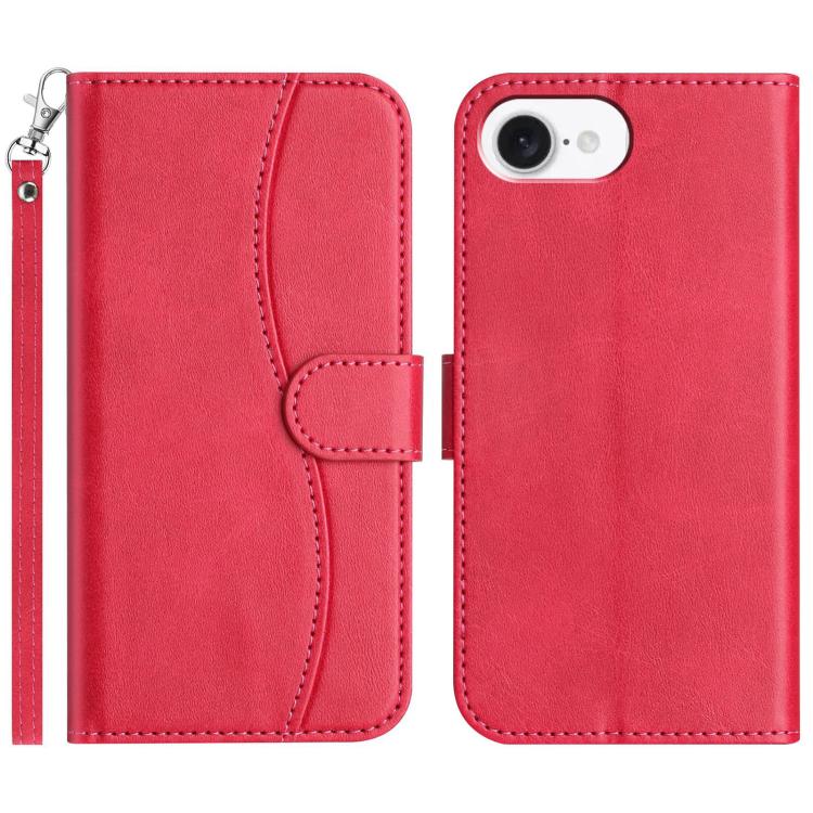 Dual-Folded S-shape Leather Phone Case, For iPhone 16e, For iPhone 16 Pro Max, For iPhone 16 Pro, For iPhone 16 Plus