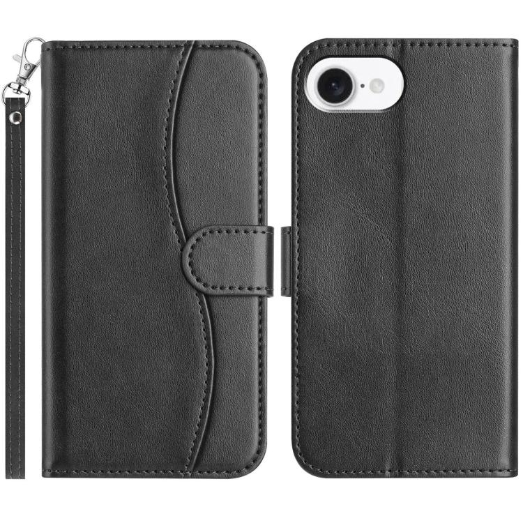 Dual-Folded S-shape Leather Phone Case, For iPhone 16e, For iPhone 16 Pro Max, For iPhone 16 Pro, For iPhone 16 Plus