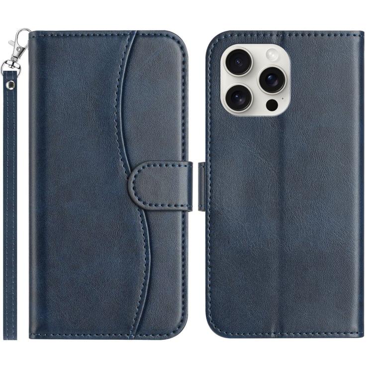 Dual-Folded S-shape Leather Phone Case, For iPhone 16e, For iPhone 16 Pro Max, For iPhone 16 Pro, For iPhone 16 Plus