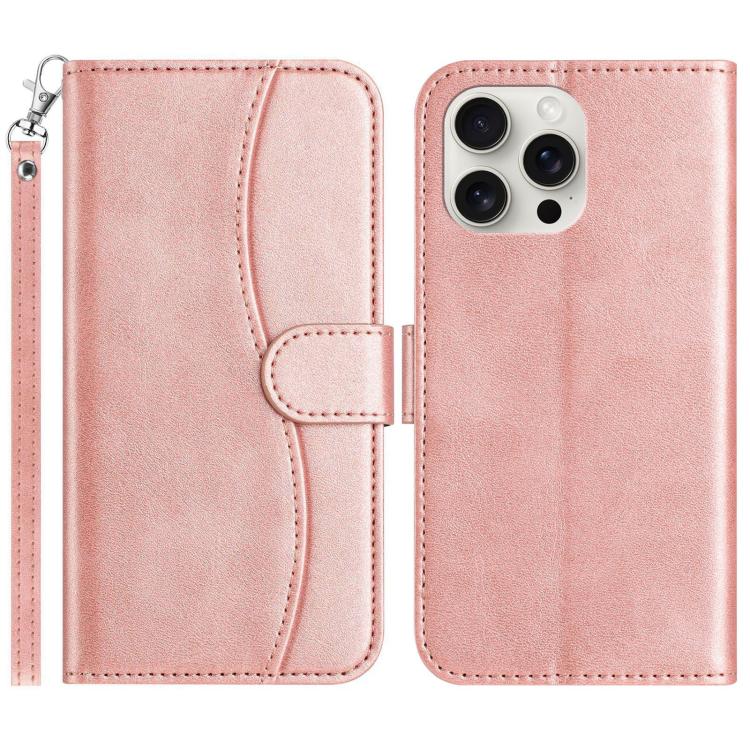 Dual-Folded S-shape Leather Phone Case, For iPhone 16e, For iPhone 16 Pro Max, For iPhone 16 Pro, For iPhone 16 Plus