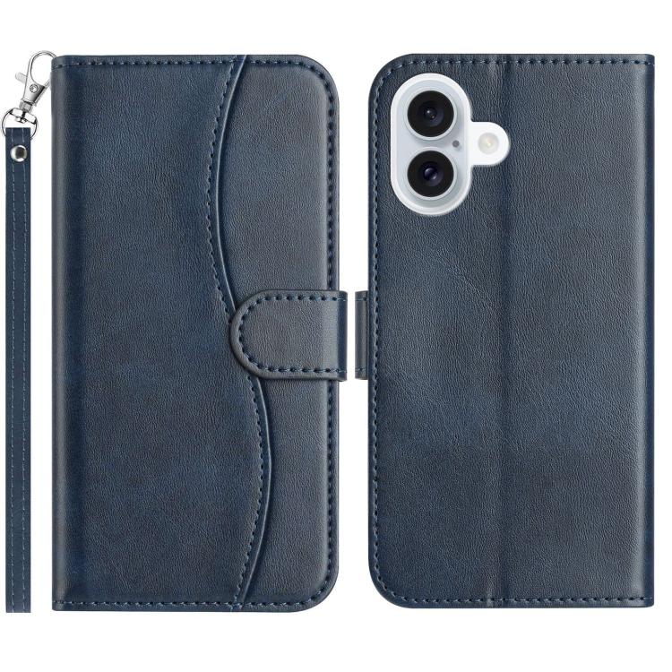 Dual-Folded S-shape Leather Phone Case, For iPhone 16, For iPhone 15 Pro Max, For iPhone 15 Pro, For iPhone 15 Plus