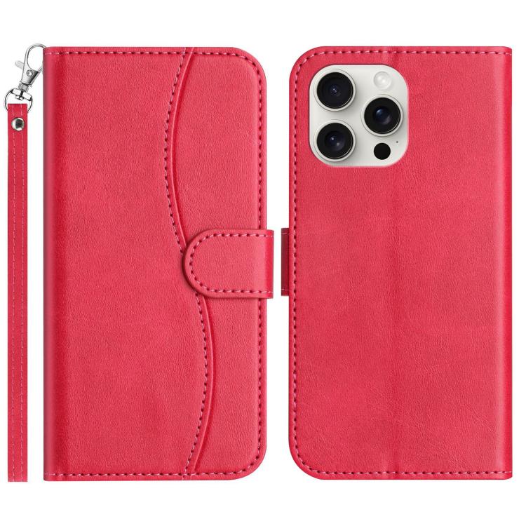 Dual-Folded S-shape Leather Phone Case, For iPhone 16, For iPhone 15 Pro Max, For iPhone 15 Pro, For iPhone 15 Plus
