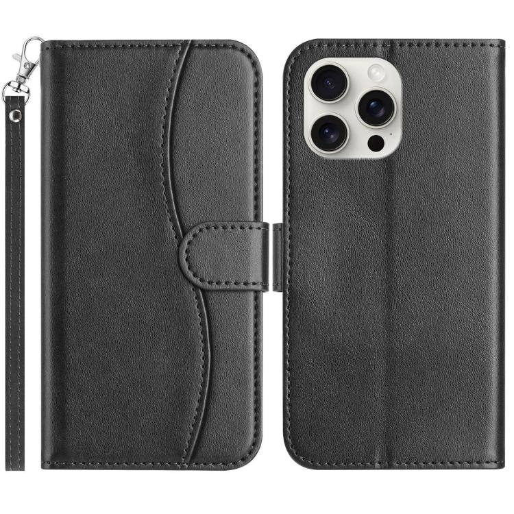 Dual-Folded S-shape Leather Phone Case, For iPhone 15, For iPhone 14 Plus, For iPhone 14, For iPhone 14 Pro
