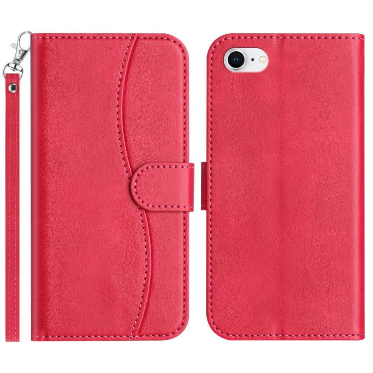 Dual-Folded S-shape Leather Phone Case, For iPhone 14 Pro Max, For iPhone 7 / 8 / SE 2022, For iPhone 13 Pro Max, For iPhone 13 Pro