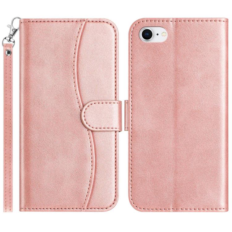 Dual-Folded S-shape Leather Phone Case, For iPhone 14 Pro Max, For iPhone 7 / 8 / SE 2022, For iPhone 13 Pro Max, For iPhone 13 Pro