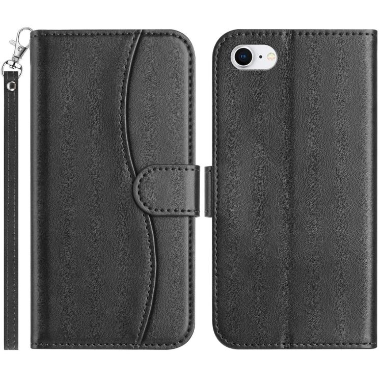 Dual-Folded S-shape Leather Phone Case, For iPhone 14 Pro Max, For iPhone 7 / 8 / SE 2022, For iPhone 13 Pro Max, For iPhone 13 Pro