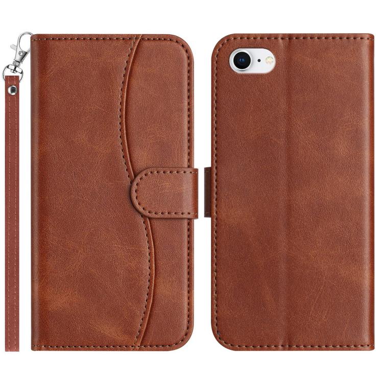 Dual-Folded S-shape Leather Phone Case, For iPhone 14 Pro Max, For iPhone 7 / 8 / SE 2022, For iPhone 13 Pro Max, For iPhone 13 Pro