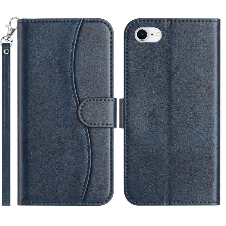 Dual-Folded S-shape Leather Phone Case, For iPhone 14 Pro Max, For iPhone 7 / 8 / SE 2022, For iPhone 13 Pro Max, For iPhone 13 Pro