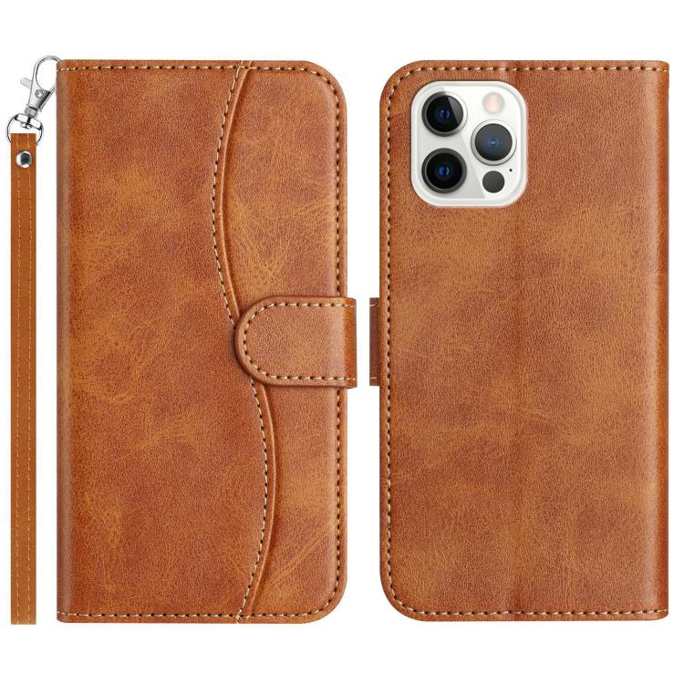 Dual-Folded S-shape Leather Phone Case, For iPhone 13, For iPhone 13 mini, For iPhone 12 / 12 Pro, For iPhone 12 Pro Max