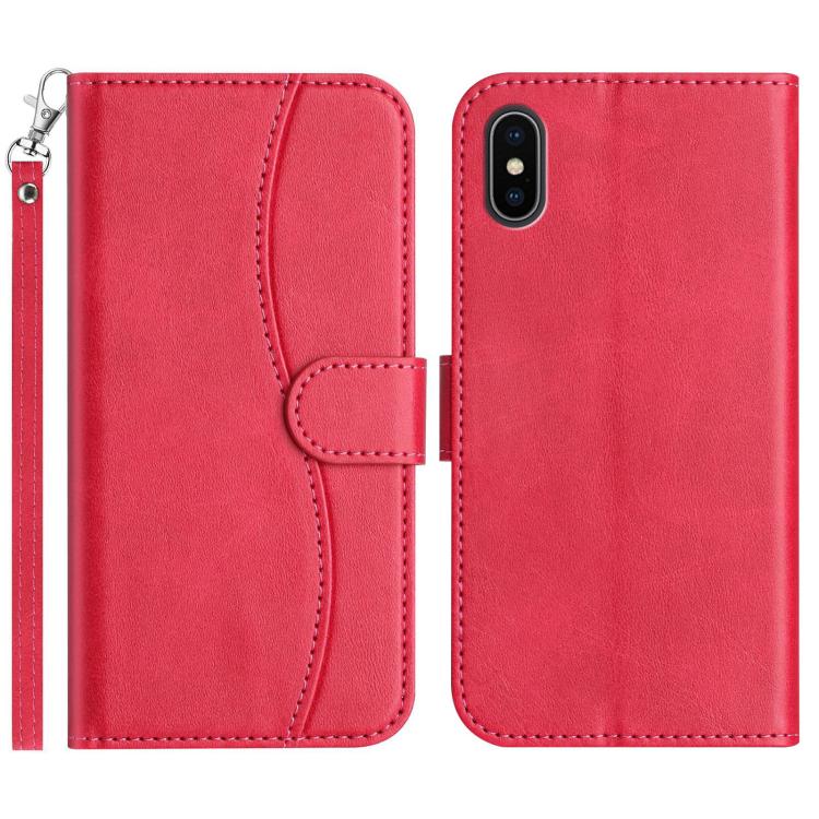 Dual-Folded S-shape Leather Phone Case, For iPhone X / XS, For iPhone XR, For iPhone XS Max, For iPhone 7 Plus / 8 Plus