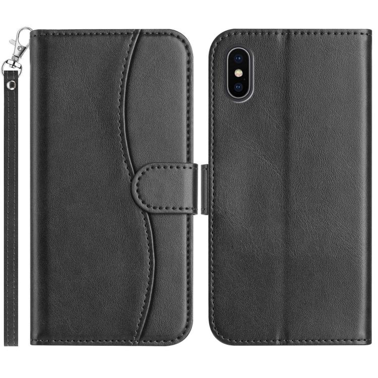 Dual-Folded S-shape Leather Phone Case, For iPhone X / XS, For iPhone XR, For iPhone XS Max, For iPhone 7 Plus / 8 Plus