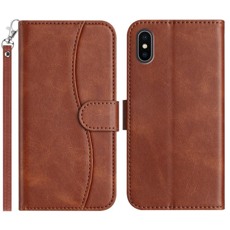 Dual-Folded S-shape Leather Phone Case, For iPhone X / XS, For iPhone XR, For iPhone XS Max, For iPhone 7 Plus / 8 Plus