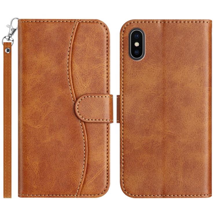 Dual-Folded S-shape Leather Phone Case, For iPhone X / XS, For iPhone XR, For iPhone XS Max, For iPhone 7 Plus / 8 Plus