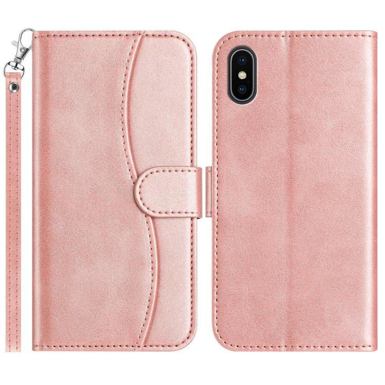 Dual-Folded S-shape Leather Phone Case, For iPhone X / XS, For iPhone XR, For iPhone XS Max, For iPhone 7 Plus / 8 Plus