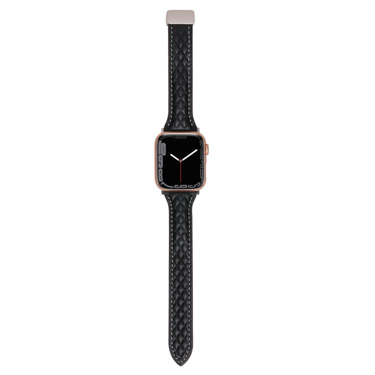 Kalebol Diamond Pattern Magnetic Buckle Leather Strap, For Apple Watch 46mm / 49mm / 45mm / 44mm, For Apple Watch 42mm / 41mm / 40mm / 38mm