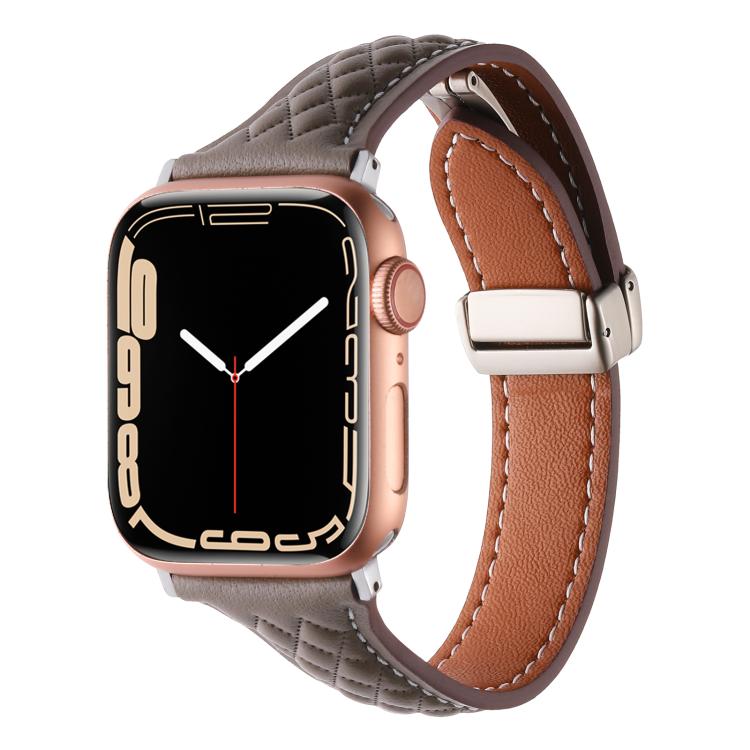 Kalebol Diamond Pattern Magnetic Buckle Leather Strap, For Apple Watch 46mm / 49mm / 45mm / 44mm, For Apple Watch 42mm / 41mm / 40mm / 38mm
