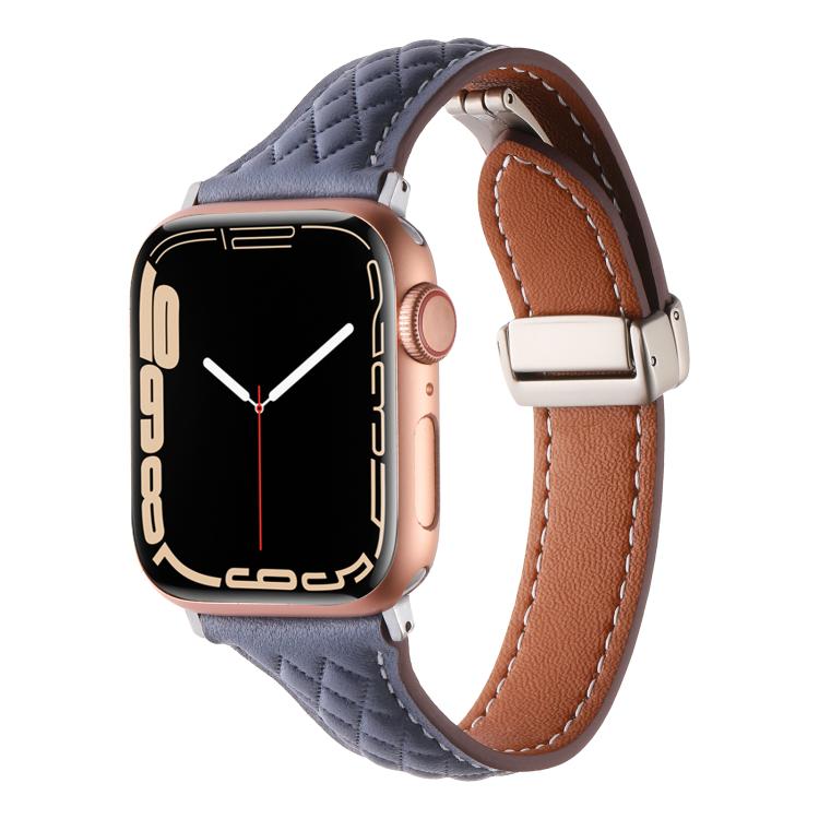 Kalebol Diamond Pattern Magnetic Buckle Leather Strap, For Apple Watch 46mm / 49mm / 45mm / 44mm, For Apple Watch 42mm / 41mm / 40mm / 38mm