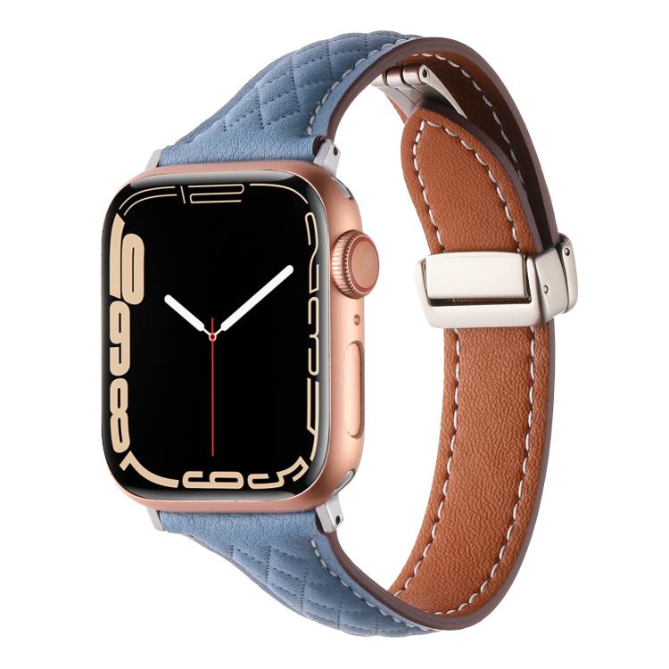 Kalebol Diamond Pattern Magnetic Buckle Leather Strap, For Apple Watch 46mm / 49mm / 45mm / 44mm, For Apple Watch 42mm / 41mm / 40mm / 38mm