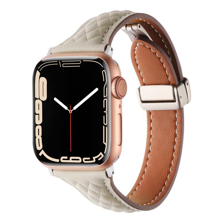 Kalebol Diamond Pattern Magnetic Buckle Leather Strap, For Apple Watch 46mm / 49mm / 45mm / 44mm, For Apple Watch 42mm / 41mm / 40mm / 38mm
