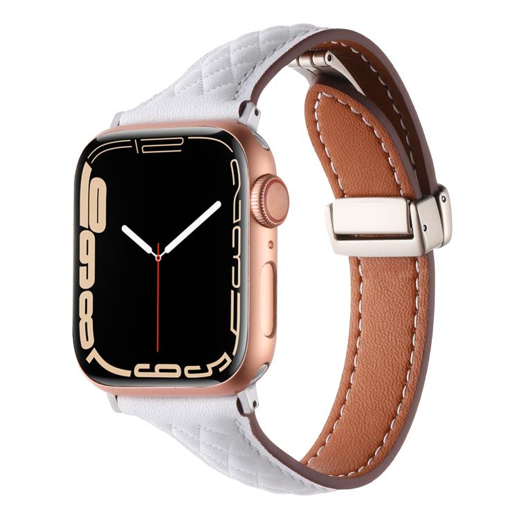 Kalebol Diamond Pattern Magnetic Buckle Leather Strap, For Apple Watch 46mm / 49mm / 45mm / 44mm, For Apple Watch 42mm / 41mm / 40mm / 38mm