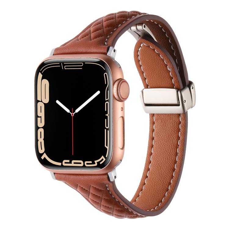 Kalebol Diamond Pattern Magnetic Buckle Leather Strap, For Apple Watch 46mm / 49mm / 45mm / 44mm, For Apple Watch 42mm / 41mm / 40mm / 38mm