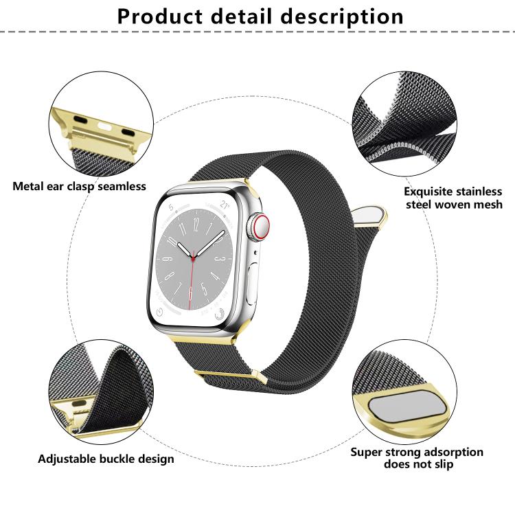 Kalebol Semi-round Tail Milan Stainless Steel Strap, For Apple Watch 46mm / 49mm / 45mm / 44mm, For Apple Watch 42mm / 41mm / 40mm / 38mm