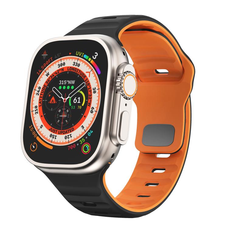 Kalebol Wave Reverse Buckle Two-color Silicone Strap, For Apple Watch 46mm / 49mm / 45mm / 44mm, For Apple Watch 42mm / 41mm / 40mm / 38mm