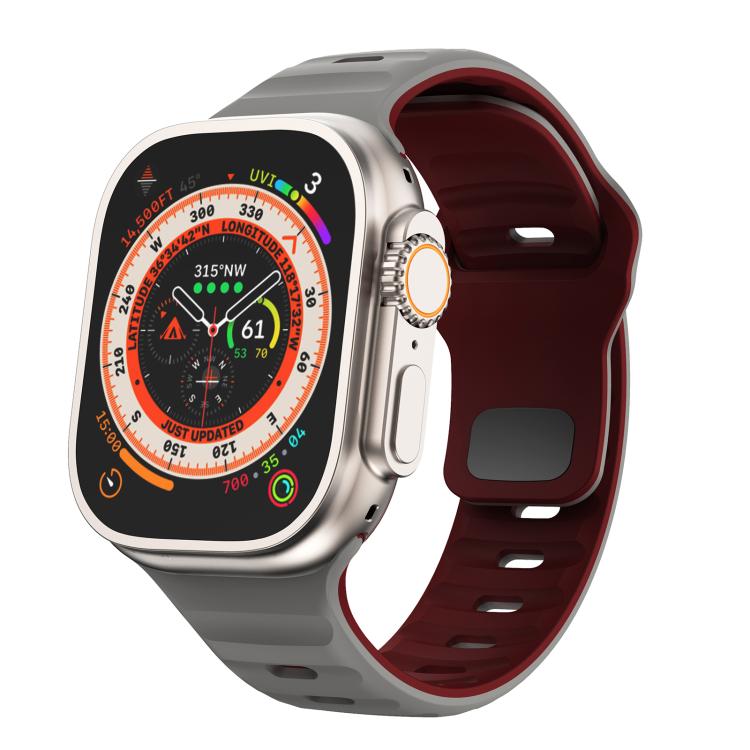 Kalebol Wave Reverse Buckle Two-color Silicone Strap, For Apple Watch 46mm / 49mm / 45mm / 44mm, For Apple Watch 42mm / 41mm / 40mm / 38mm