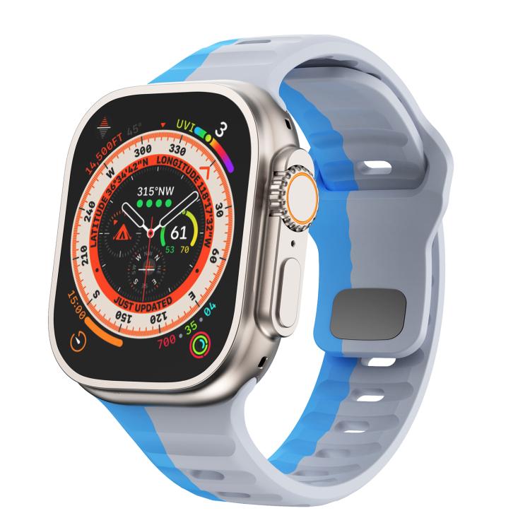 Kalebol Wave Reverse Buckle Two-color Silicone Strap, For Apple Watch 46mm / 49mm / 45mm / 44mm, For Apple Watch 42mm / 41mm / 40mm / 38mm