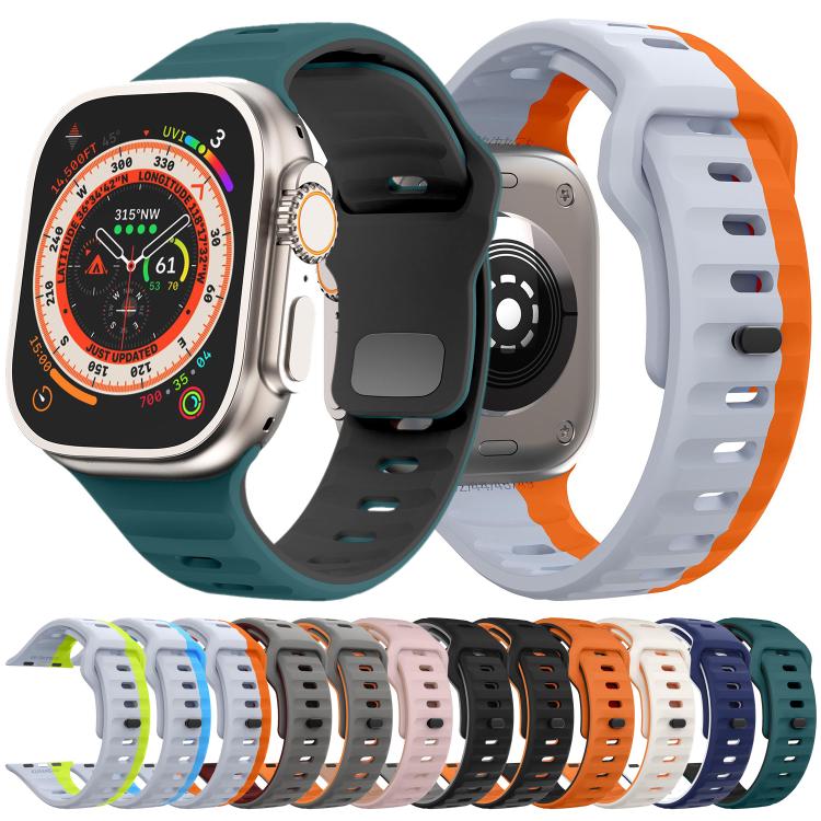 Kalebol Wave Reverse Buckle Two-color Silicone Strap, For Apple Watch 46mm / 49mm / 45mm / 44mm, For Apple Watch 42mm / 41mm / 40mm / 38mm