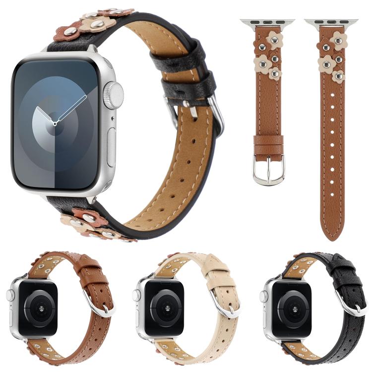Kalebol Studded Flower Leather Strap, For Apple Watch 46mm / 49mm / 45mm / 44mm, For Apple Watch 42mm / 41mm / 40mm / 38mm