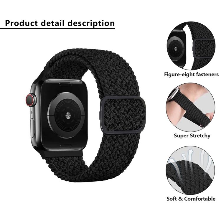 Kalebol Eight Buckle Nylon Braided Watch Band, For Apple Watch 42mm / 41mm / 40mm / 38mm