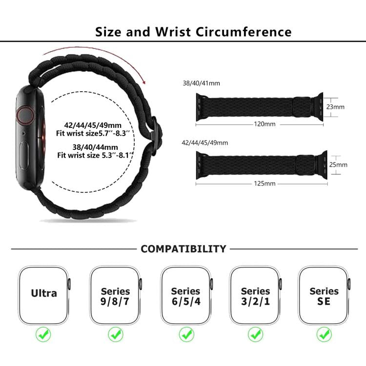 Kalebol Eight Buckle Nylon Braided Watch Band, For Apple Watch 42mm / 41mm / 40mm / 38mm