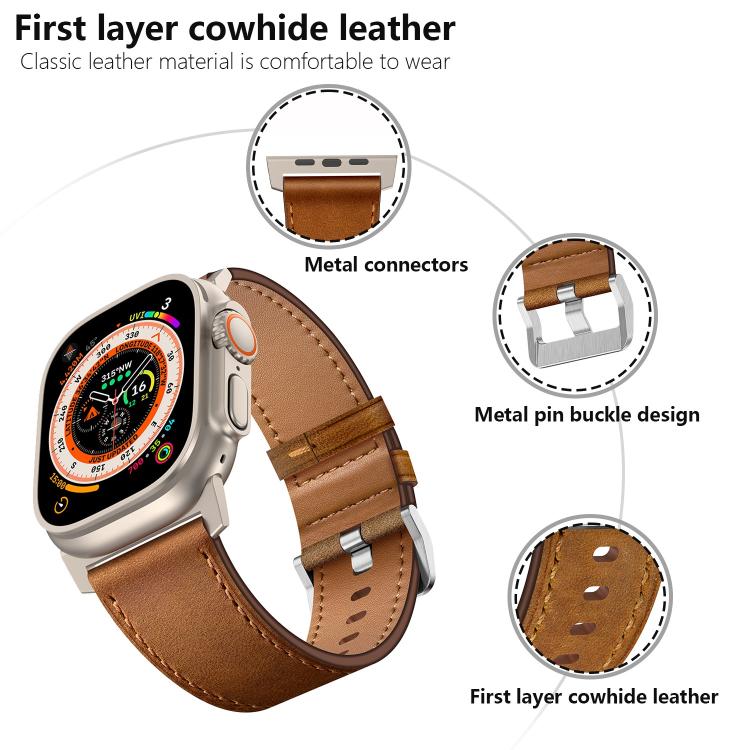 Kalebol Genuine Leather Watch Band, For Apple Watch 46mm / 49mm / 45mm / 44mm