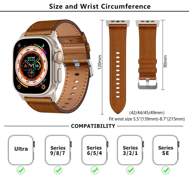 Kalebol Genuine Leather Watch Band, For Apple Watch 46mm / 49mm / 45mm / 44mm