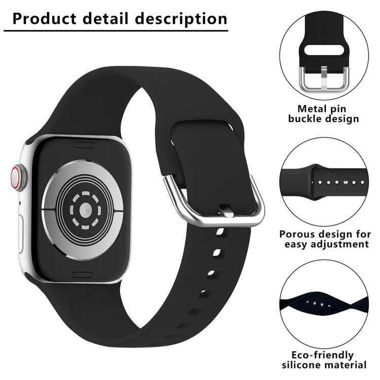 Kalebol Metal Pin Buckle Silicone Watch Band, For Apple Watch 46mm / 49mm / 45mm / 44mm