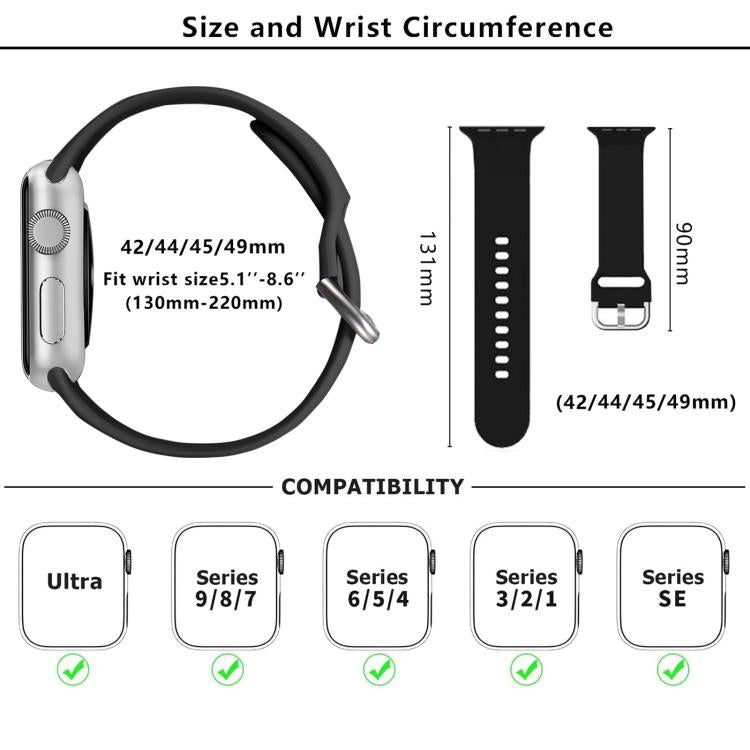 Kalebol Metal Pin Buckle Silicone Watch Band, For Apple Watch 46mm / 49mm / 45mm / 44mm
