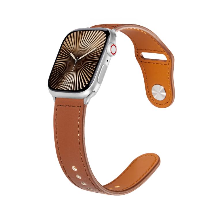 Kalebol Large Stud Buckle Leather Watch Band, For Apple Watch 46mm / 49mm / 45mm / 44mm, For Apple Watch 42mm / 41mm / 40mm / 38mm