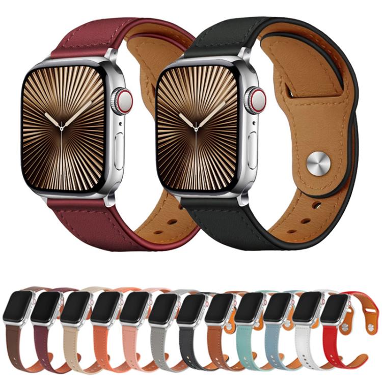 Kalebol Large Stud Buckle Leather Watch Band, For Apple Watch 46mm / 49mm / 45mm / 44mm, For Apple Watch 42mm / 41mm / 40mm / 38mm