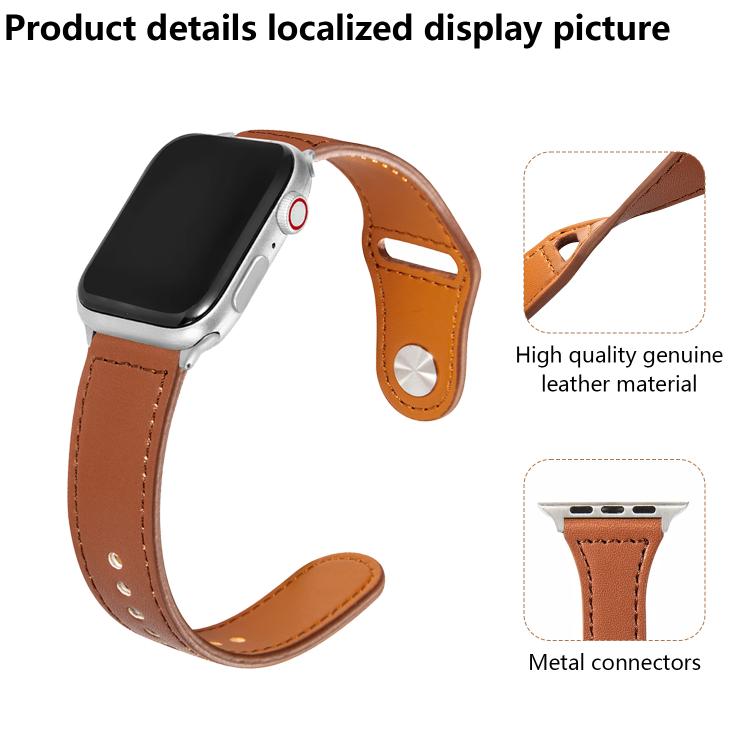 Kalebol Large Stud Buckle Leather Watch Band, For Apple Watch 46mm / 49mm / 45mm / 44mm, For Apple Watch 42mm / 41mm / 40mm / 38mm