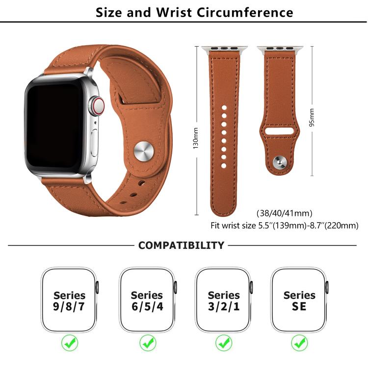 Kalebol Large Stud Buckle Leather Watch Band, For Apple Watch 46mm / 49mm / 45mm / 44mm, For Apple Watch 42mm / 41mm / 40mm / 38mm