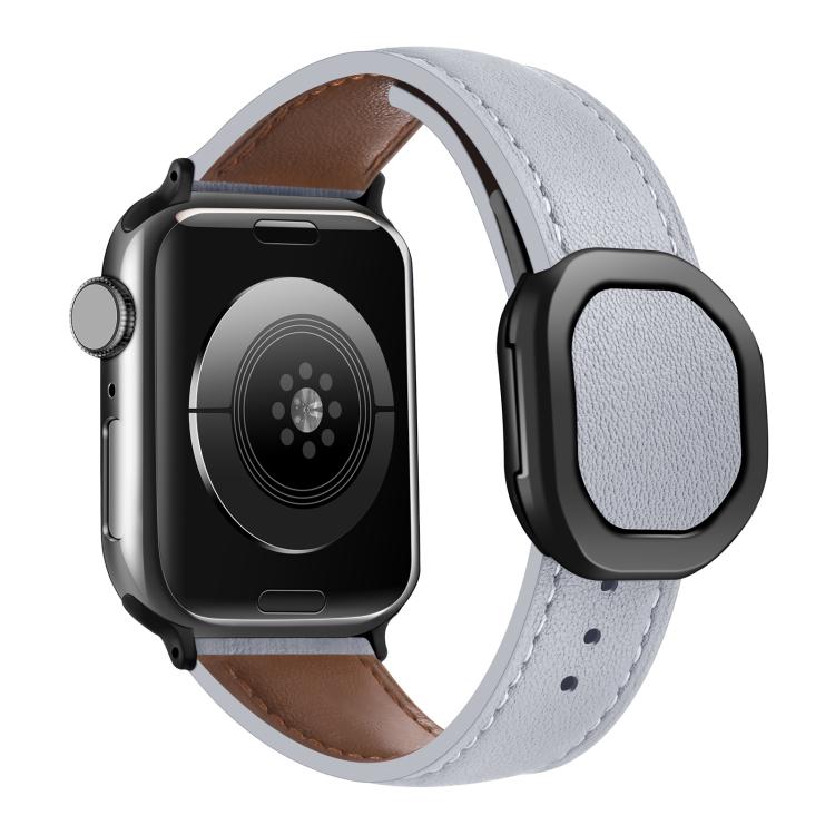 Kalebol Magnetic Fold Genuine Buckle Leather Watch Band, For Apple Watch 46mm / 49mm / 45mm / 44mm, For Apple Watch 42mm / 41mm / 40mm / 38mm
