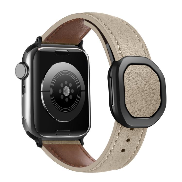 Kalebol Magnetic Fold Genuine Buckle Leather Watch Band, For Apple Watch 46mm / 49mm / 45mm / 44mm, For Apple Watch 42mm / 41mm / 40mm / 38mm