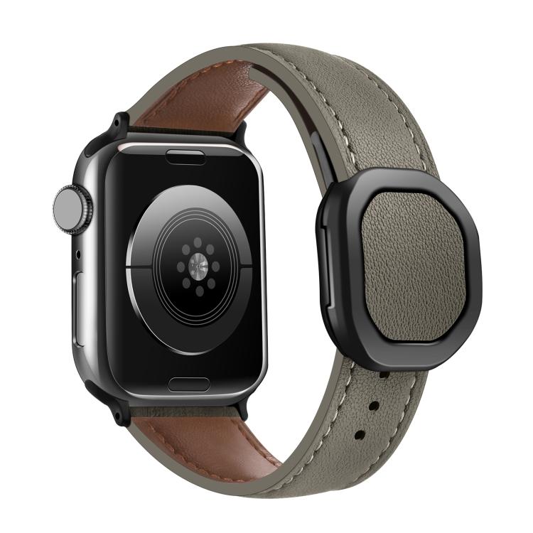 Kalebol Magnetic Fold Genuine Buckle Leather Watch Band, For Apple Watch 46mm / 49mm / 45mm / 44mm, For Apple Watch 42mm / 41mm / 40mm / 38mm
