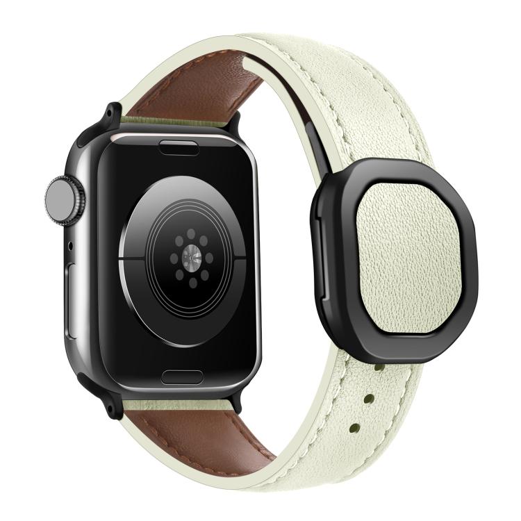 Kalebol Magnetic Fold Genuine Buckle Leather Watch Band, For Apple Watch 46mm / 49mm / 45mm / 44mm, For Apple Watch 42mm / 41mm / 40mm / 38mm